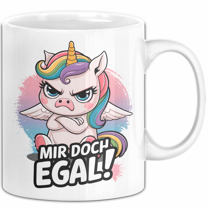 Sarkastisches Einhorn Tasse Geschenk Lustige Geschenkidee Spruch Mir Doch Egal Weiß Trendation