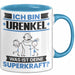 Urenkel Tasse Geschenk für Urenkel Geburtstag Lustiger Spruch Kaffee-Becher Was Ist Deine Superkraft Blau Trendation