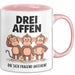 Affe Tier Tasse Geschenk Lustige Geschenkidee Spruch 3 affen Die Sich Fragend Ansehen Rosa Trendation