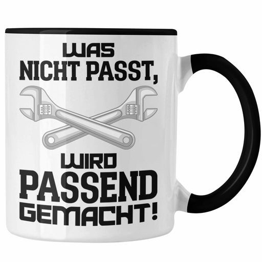 Trendation - Handwerker Tasse mit Spruch Geschenke für Handwerk Kaffeebecher KFZ Mechaniker Mechatroniker Schwarz Trendation