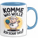 Schaf Tier Bauer Tasse Becher Geschenk Lustige Geschenkidee Spruch Komme Was Wolle Ich Schaf Das Blau Trendation
