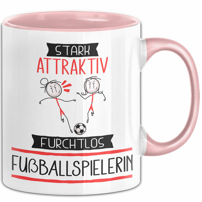 Fußballspielerin Tasse Geschenk Becher Stark Attraktiv Furchtlos Fußballspielerin Lustige Geschenkidee Rosa Trendation