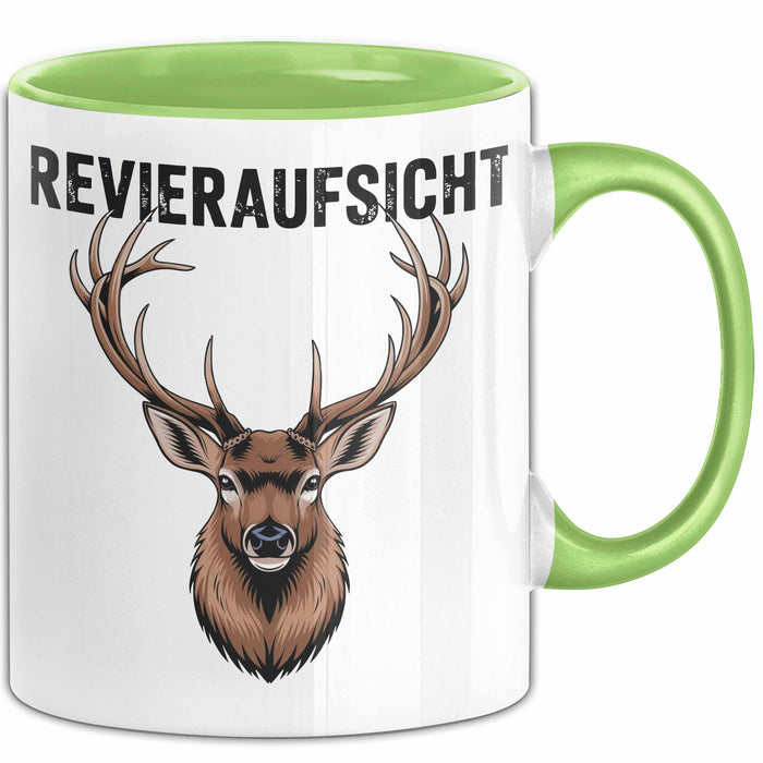 Hirschjäger Jagd Tasse Geschenk Bezirksaufsicht Spruch Grün Trendation