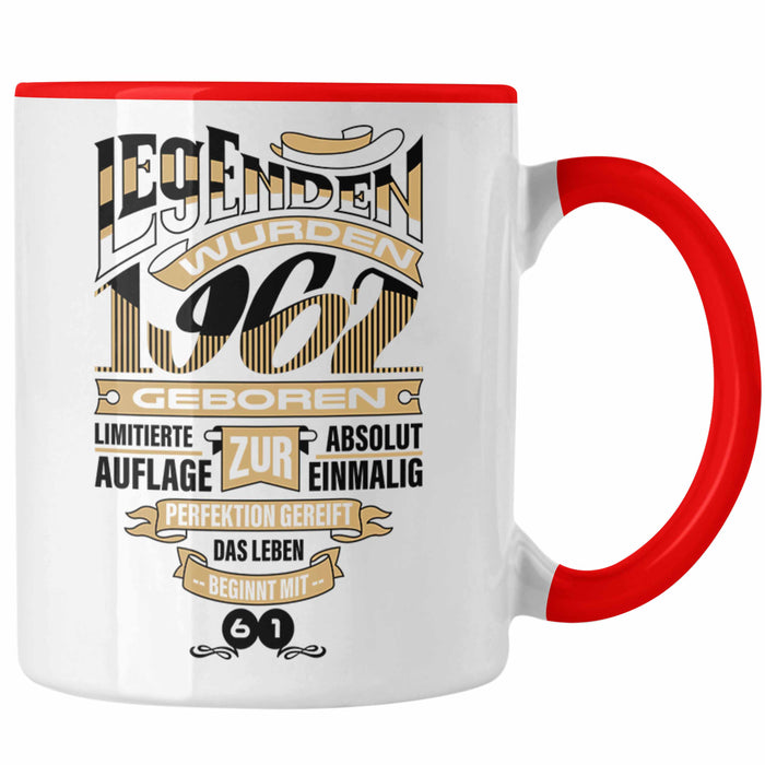 TRENDATION 60. Geburtstag Tasse Frau Mann Geschenk 60er Geschenkidee 60 Mutter Vater Rot Trendation