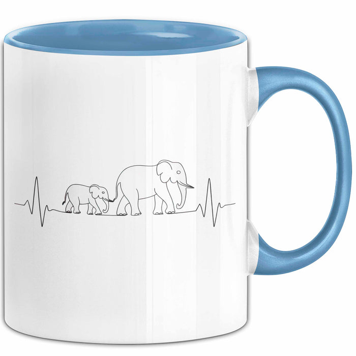 Elefant Tier Tasse Geschenk Lustige Geschenkidee Spruch Elefanten Herzschlag Blau Trendation