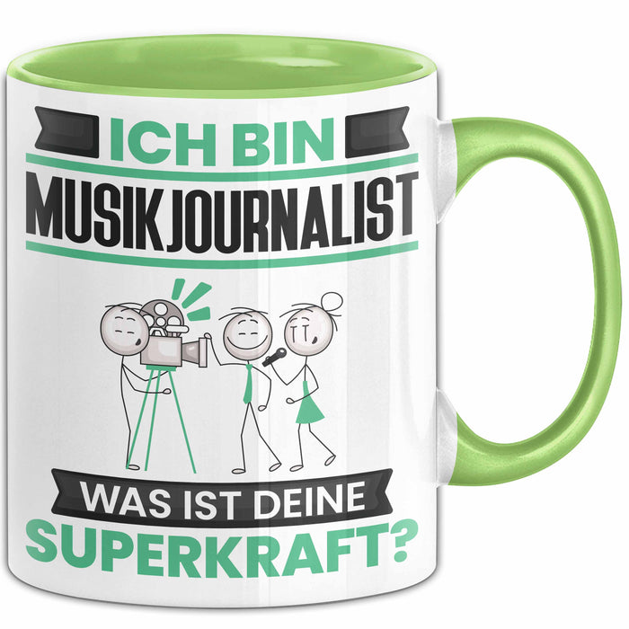 Musikjournalist Tasse Geschenk für Musikjournalist Geburtstag Lustiger Spruch Kaffee-Becher Was Ist Deine Superkraft Grün Trendation