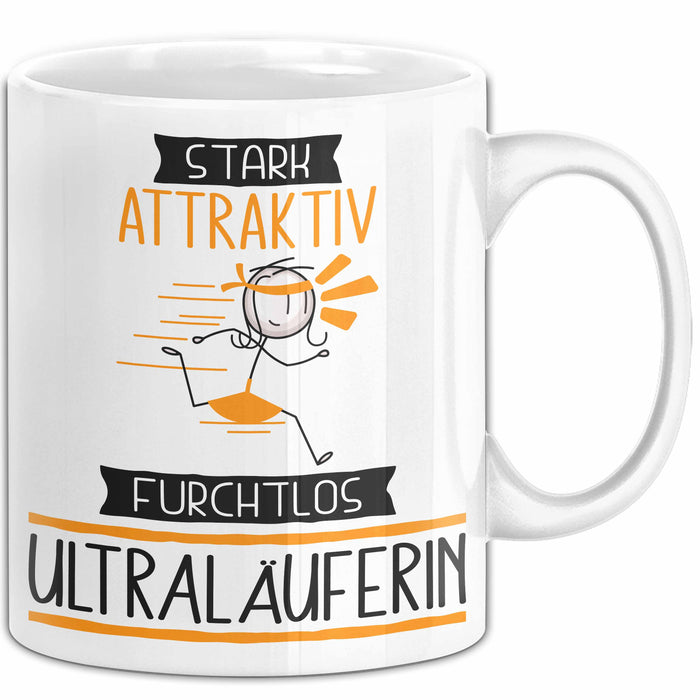 Ultraläuferin Tasse Geschenk Becher Stark Attraktiv Furchtlos Ultraläuferin Lustige Geschenkidee Weiß Trendation