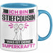 Stiefcousin Tasse Geschenk für Stiefcousin Geburtstag Lustiger Spruch Kaffee-Becher Was Ist Deine Superkraft Blau Trendation