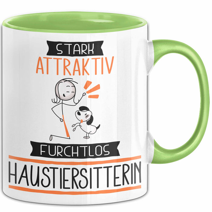 Haustiersitterin Tasse Geschenk Becher Stark Attraktiv Furchtlos Haustiersitterin Lustige Geschenkidee Grün Trendation