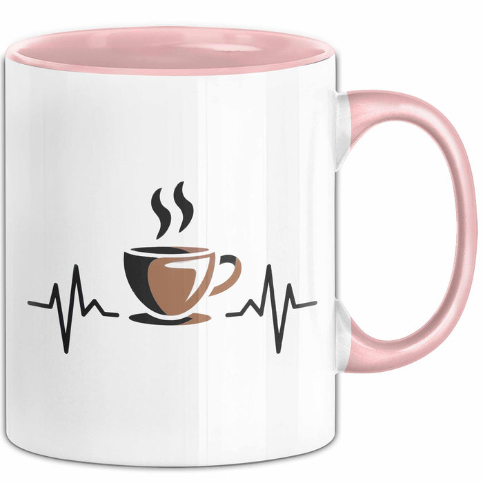 Kaffee Junkie Tasse Geschenkidee für Koffeinliebhaber Rosa Trendation