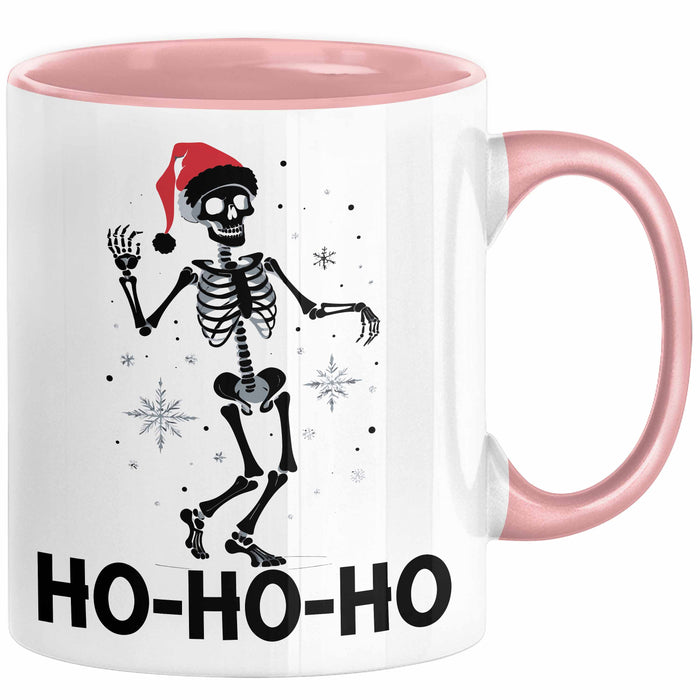 Skelett Weihnachten Geschenk Tasse Weihnachliches Skelett Grafik Geschenkidee Totenkopf Fans Tattoo Rosa Trendation
