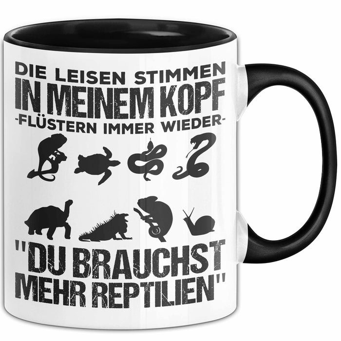 Reptil Bartagame Tasse Geschenk Lustige Geschenkidee Spruch Die Leisen Stimmen In Meinem Kopf Flüstern Immer Wieder Schwarz Trendation