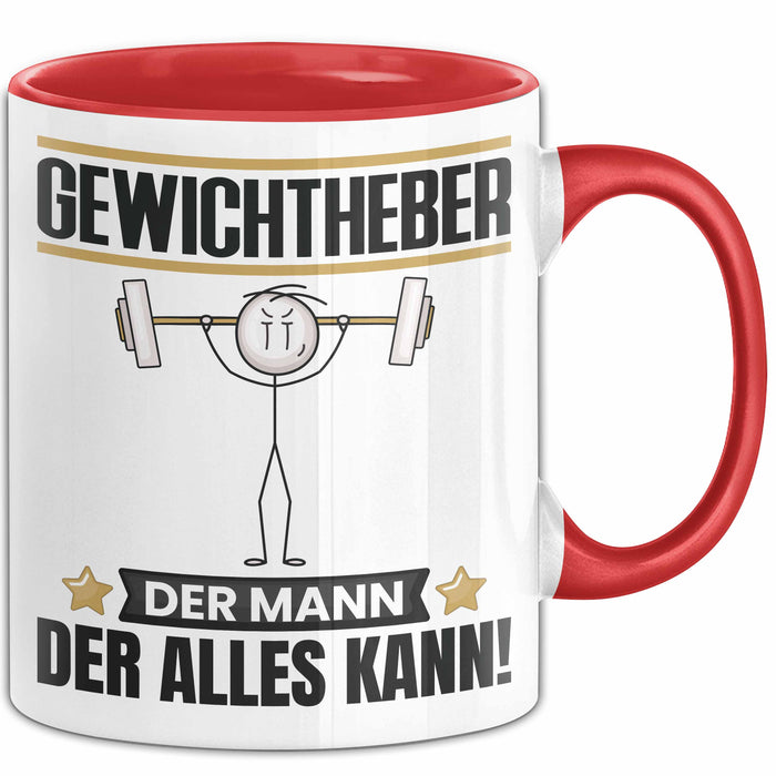 Gewichtheber Tasse Geschenk für Gewichtheber Der Mann Der Alles Kann Geschenkidee zum Geburtstag Rot Trendation