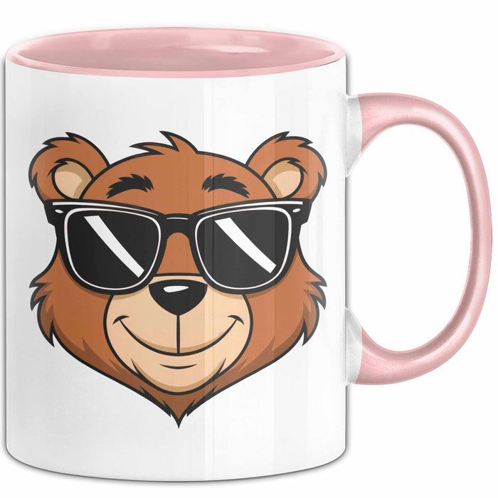 Teddybär Tier Sonnenbrille Tasse Geschenk Lustige Geschenkidee Spruch Rosa Trendation