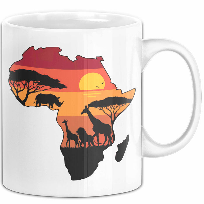 Afrika Karte Nashorn Tasse Geschenk Lustige Geschenkidee Spruch Weiß Trendation