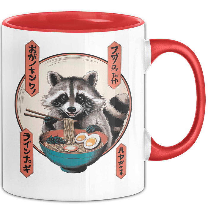 Waschbär Tierliebhaber Ramen Tasse Geschenk Lustige Geschenkidee Spruch Rot Trendation