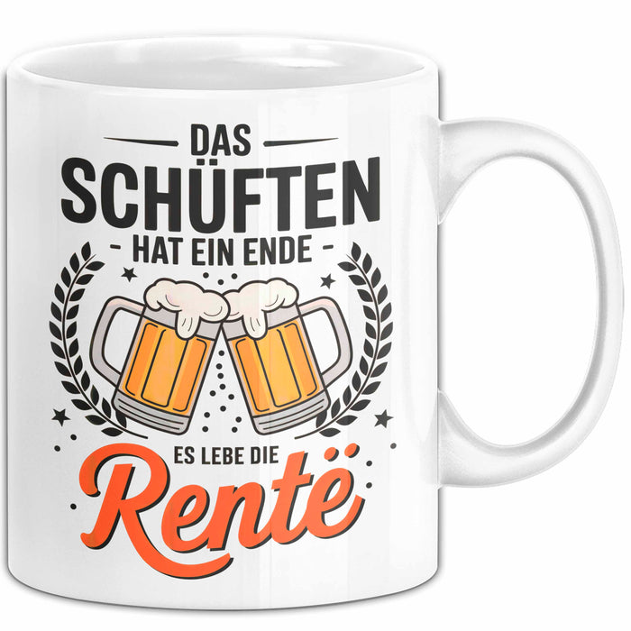 Rentner Pensionär Sarkasmus Tasse Geschenk Lustige Geschenkidee Spruch Das Schuften Hat Ein Ende Es Lebe Die Rente Weiß Trendation