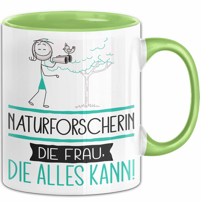 Naturforscherin Geschenk Tasse Becher Die Frau Die Allen Kann Geschenkidee für eine Naturforscherin Lustig Grün Trendation