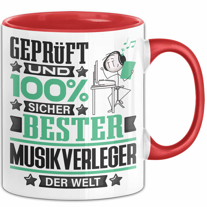 Musikverleger Geschenk Lustiger Spruch für Musikverleger Geschenkidee Bester Musikverleger Der Welt Rot Trendation