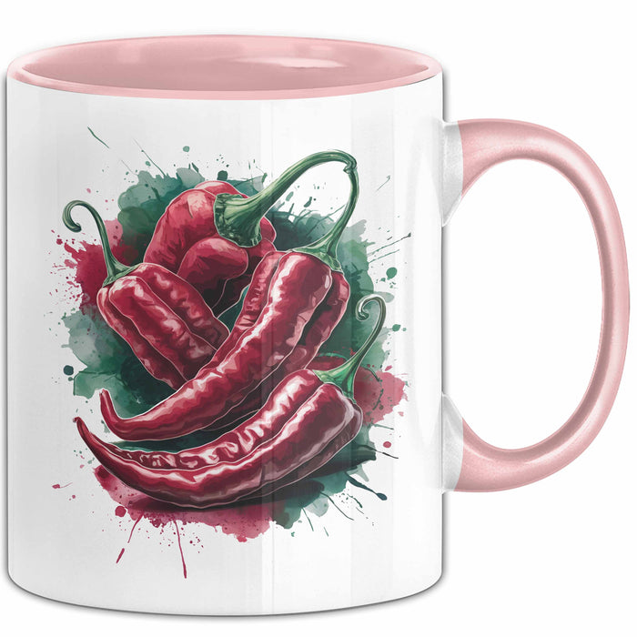 Chili Tasse Geschenk für Scharfesser Lustiger Spruch Rosa Trendation