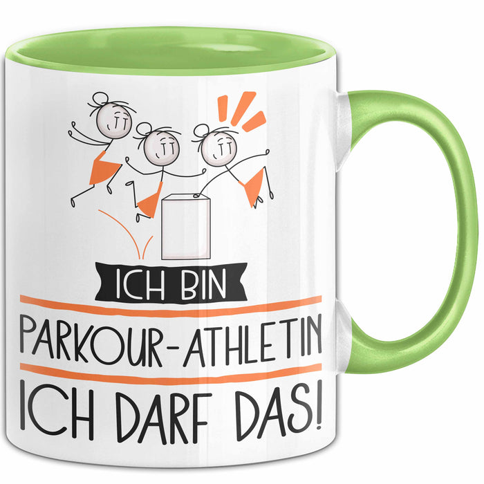 Geschenk für Parkour-Athletin Tasse Lustige Geschenkidee Geburtstag Ich Bin Parkour-Athletin Ich Darf Das Grün Trendation
