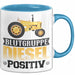 Auto Tasse Geschenk Blutgruppe Positiv Traktor Spruch Geschenkidee bagger Blau Trendation