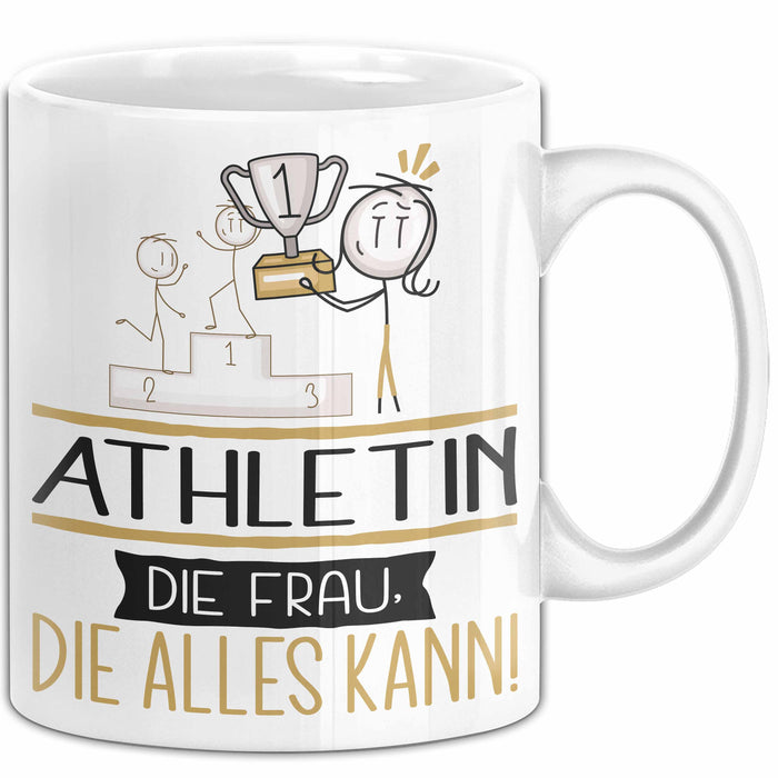 Athletin Geschenk Tasse Becher Die Frau Die Allen Kann Geschenkidee für eine Athletin Lustig Weiß Trendation