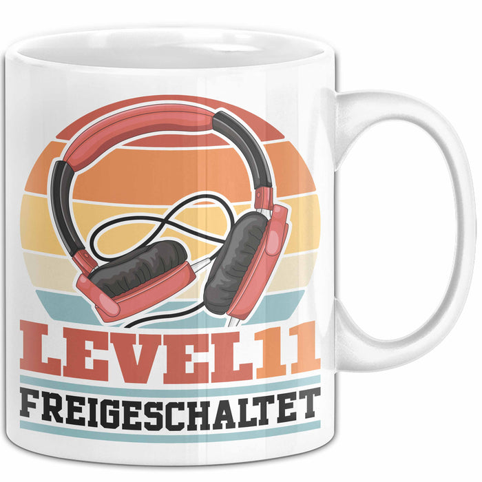 Level 11 Freigeschaltet Tasse Geschenk Gamer 11. Geburtstag Weiß Trendation