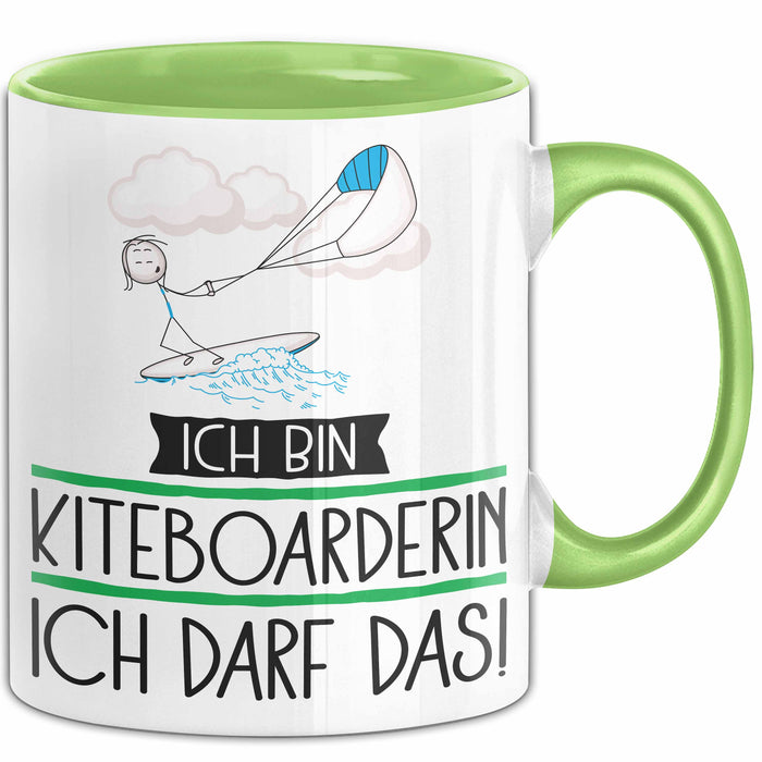 Geschenk für Kiteboarderin Tasse Lustige Geschenkidee Geburtstag Ich Bin Kiteboarderin Ich Darf Das Grün Trendation