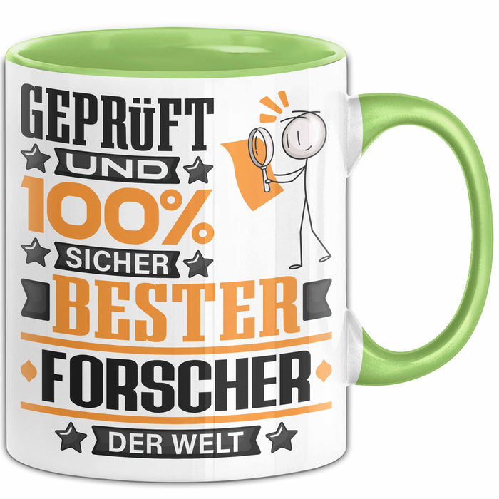 Forscher Geschenk Lustiger Spruch für Forscher Geschenkidee Bester Forscher Der Welt Grün Trendation