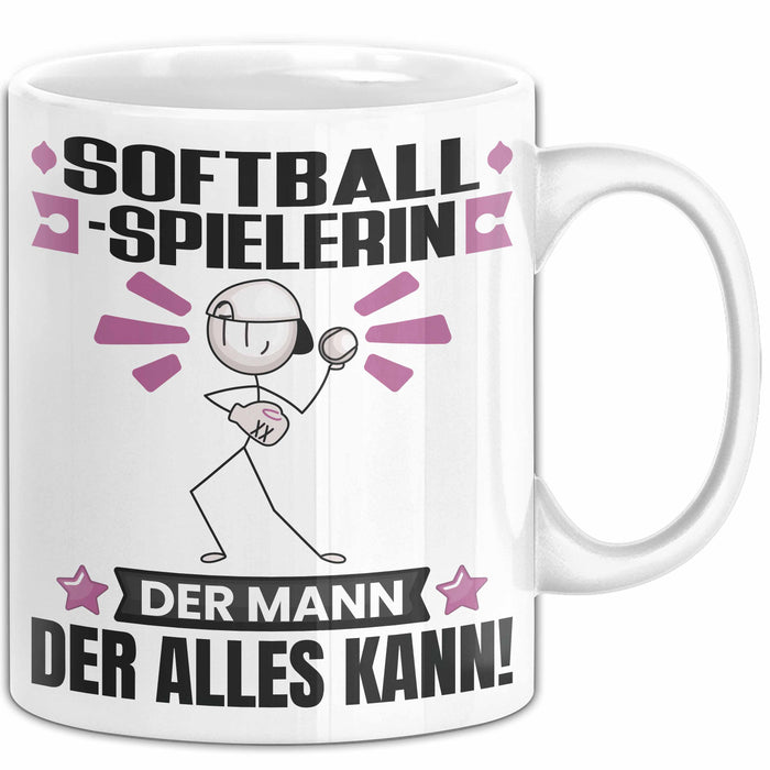 Softballspielerin Tasse Geschenk für Softballspielerin Der Mann Der Alles Kann Geschenkidee zum Geburtstag Weiß Trendation