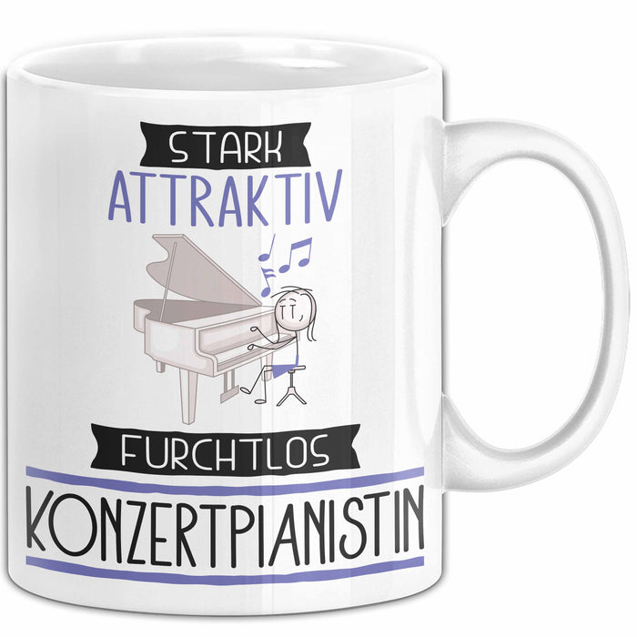 Konzertpianistin Tasse Geschenk Becher Stark Attraktiv Furchtlos Konzertpianistin Lustige Geschenkidee Weiß Trendation