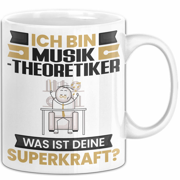 Musiktheoretiker Tasse Geschenk für Musiktheoretiker Geburtstag Lustiger Spruch Kaffee-Becher Was Ist Deine Superkraft Weiß Trendation