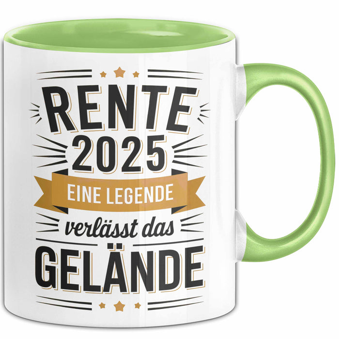 Rentner Pensionär Sarkasmus Tasse Geschenk Lustige Geschenkidee Spruch Rente 2025 Eine Legende Verlässt Das Gelände Grün Trendation