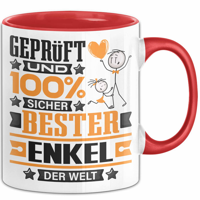 Enkel Geschenk Lustiger Spruch für Enkel Geschenkidee Bester Enkel Der Welt Rot Trendation