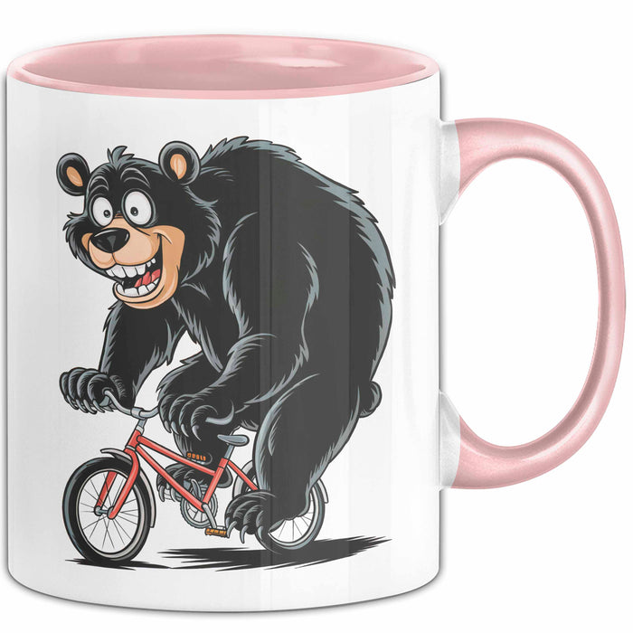 Bär Auf Fahrrad Tasse Geschenk Lustige Geschenkidee Spruch Rosa Trendation