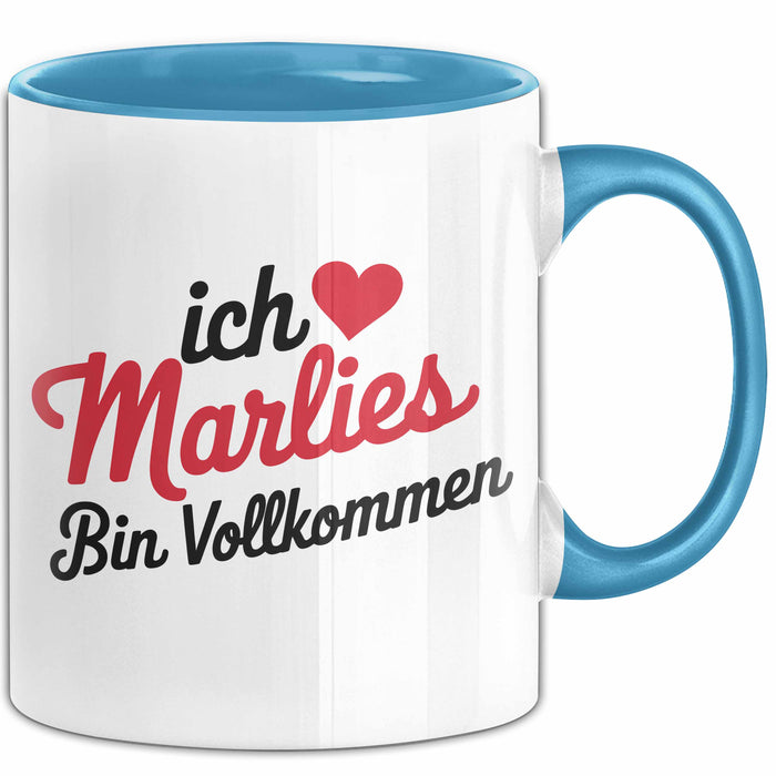 Marlies Tasse Geschenk Ich Bin Vollkommen Marlies Geschenkidee Geburtstag Blau Trendation