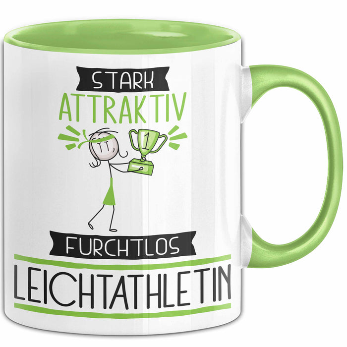 Leichtathletin Tasse Geschenk Becher Stark Attraktiv Furchtlos Leichtathletin Lustige Geschenkidee Grün Trendation