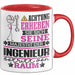 Ingenieur Geschenk Tasse Lustiger Spruch Erheben Sie Sich Der Ingenieur Betritt den Raum Rot Trendation