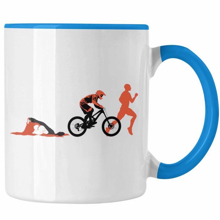 Triathlon Swim Bike Run Triathlet Tasse Geschenk Schwimmen Fahrrad Rennen Blau Trendation
