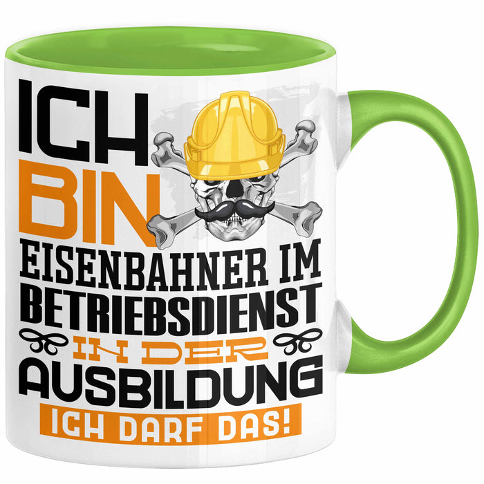 Eisenbahner im Betriebsdienst Ausbildung Tasse Geschenk Ich Bin Eisenbahner im Betriebsdienst In Der Ausbildung Ich Darf Das Geschenkidee Spruch Grün Trendation