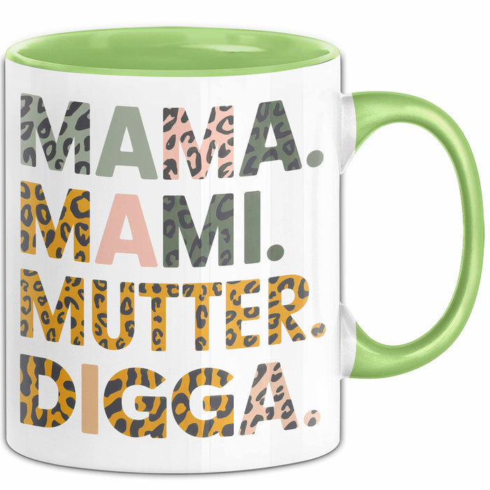 Mama Muttertag Tasse Becher Geschenk Lustige Geschenkidee Spruch Mama Mami Mutter Digga Grün Trendation