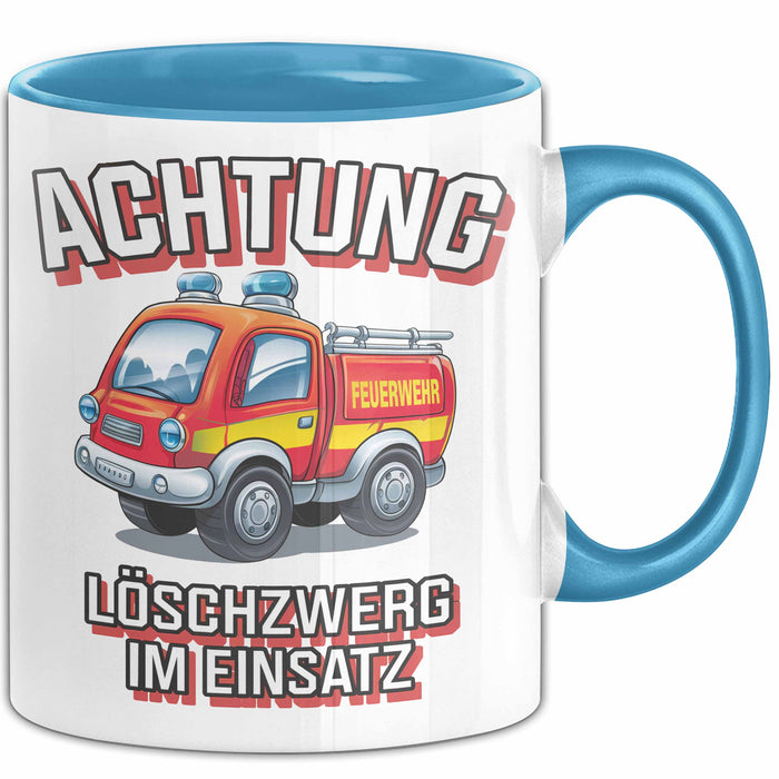 Feuerwehrmann Tasse Geschenk Feuerzwerg Im Einsatz Feuerwehr Blau Trendation