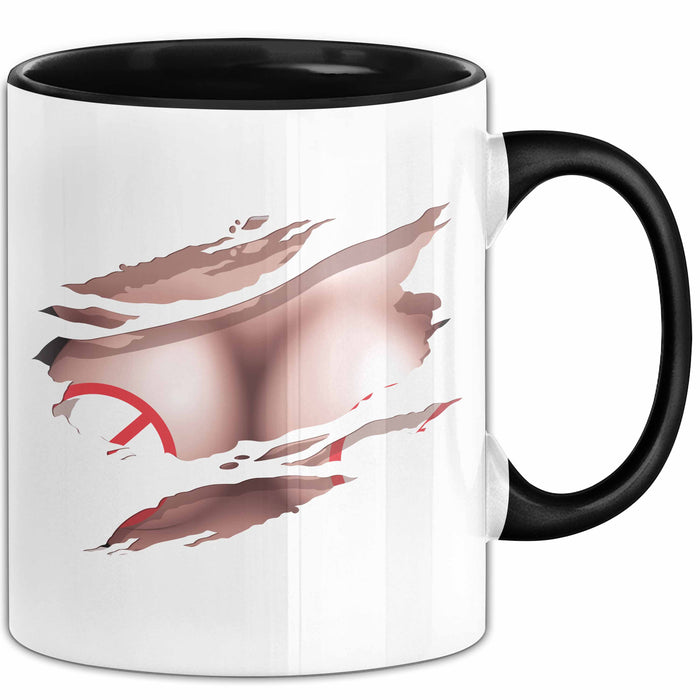 FSK18+ Tasse Geschenk Brüste Grafik Lustiger Spruch Humor Geschenkidee Schwarz Trendation