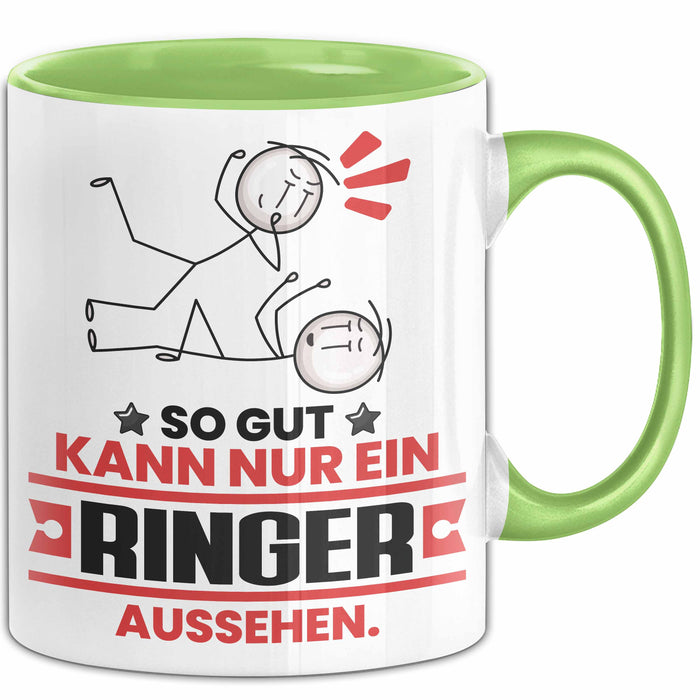 Ringer Geschenk Tasse So Gut Kann Nur Ein Ringer Aussehen Geschenkidee Kaffee-Becher Grün Trendation