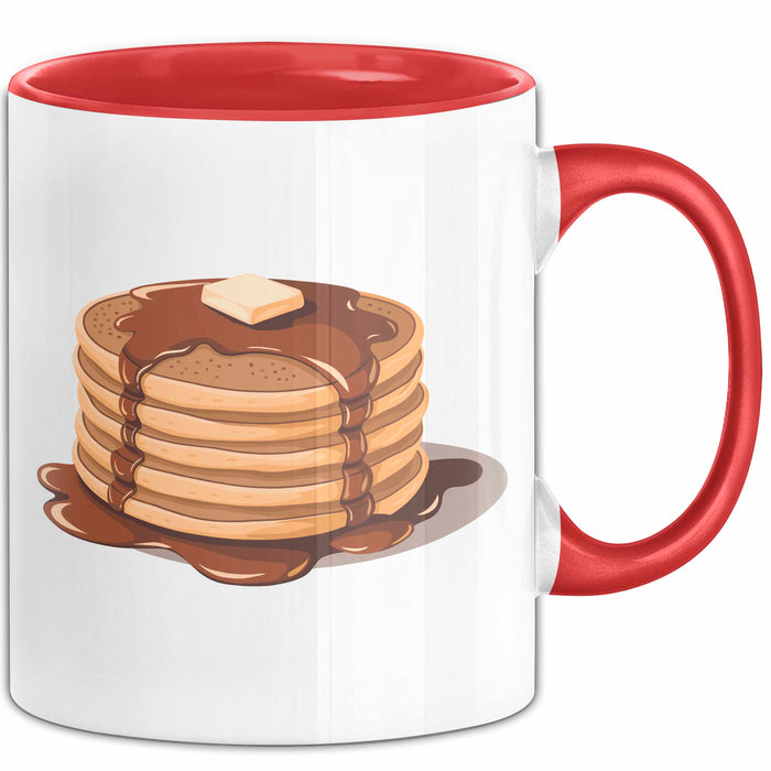Pfannkuchen Süchtiger Tasse Geschenkidee für Morgen Stapel Rot Trendation