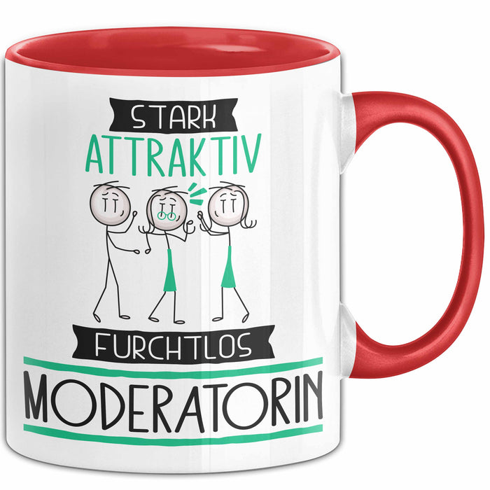 Moderatorin Tasse Geschenk Becher Stark Attraktiv Furchtlos Moderatorin Lustige Geschenkidee Rot Trendation