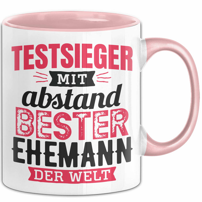 Lustige Tasse Geschenk Testsieger Mit Bester Ehemann Der Welt Spruch Rosa Trendation