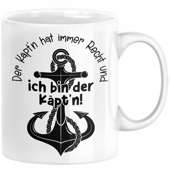 Kapitän Tasse Geschenk Der Käptn Hat Immer Recht Und Ich Bin Der Käptn Bootsführer Boot Besitzer Kaffee-Becher Weiß Trendation