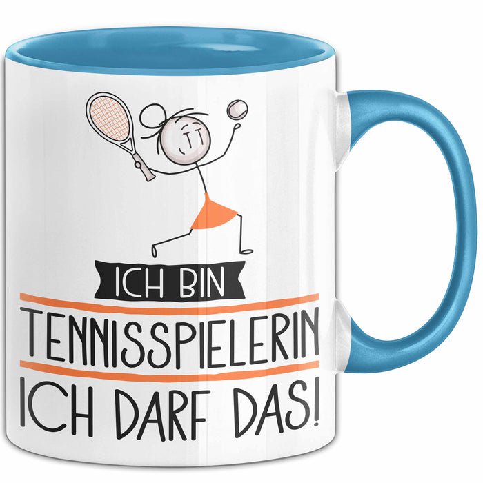Geschenk für Tennisspielerin Tasse Lustige Geschenkidee Geburtstag Ich Bin Tennisspielerin Ich Darf Das Blau Trendation